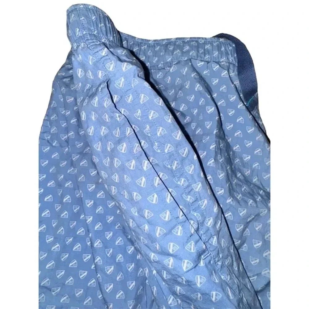 Cremieux Men's Sleep Shorts L Blue Sailboat Print Adjustable Drawstring